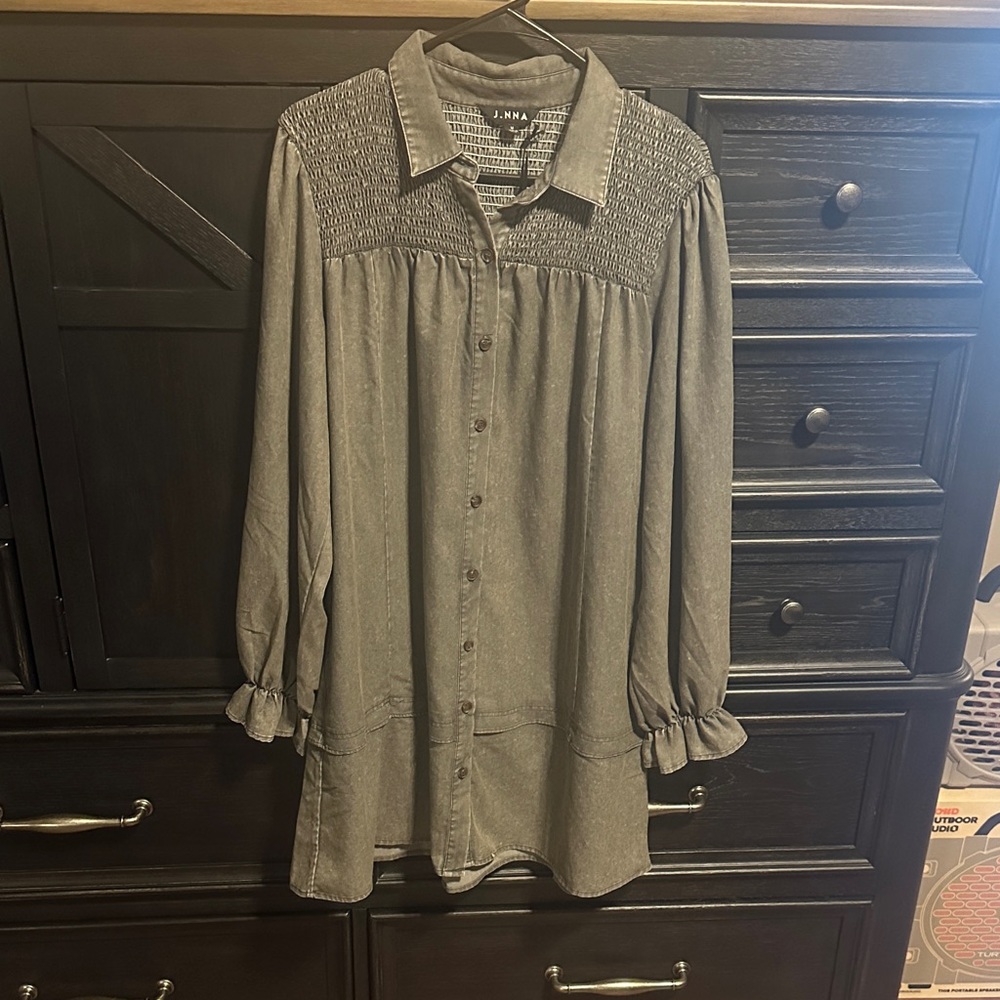 Zara Women's Long Sleeve Charcoal Dress